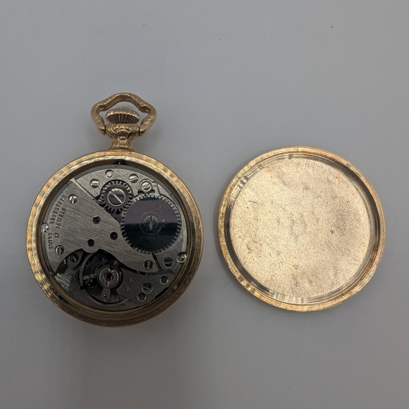 Catorex Swiss 17 Jewels Gold Plated Pocket Watch Open Face - Picture 6 of 6